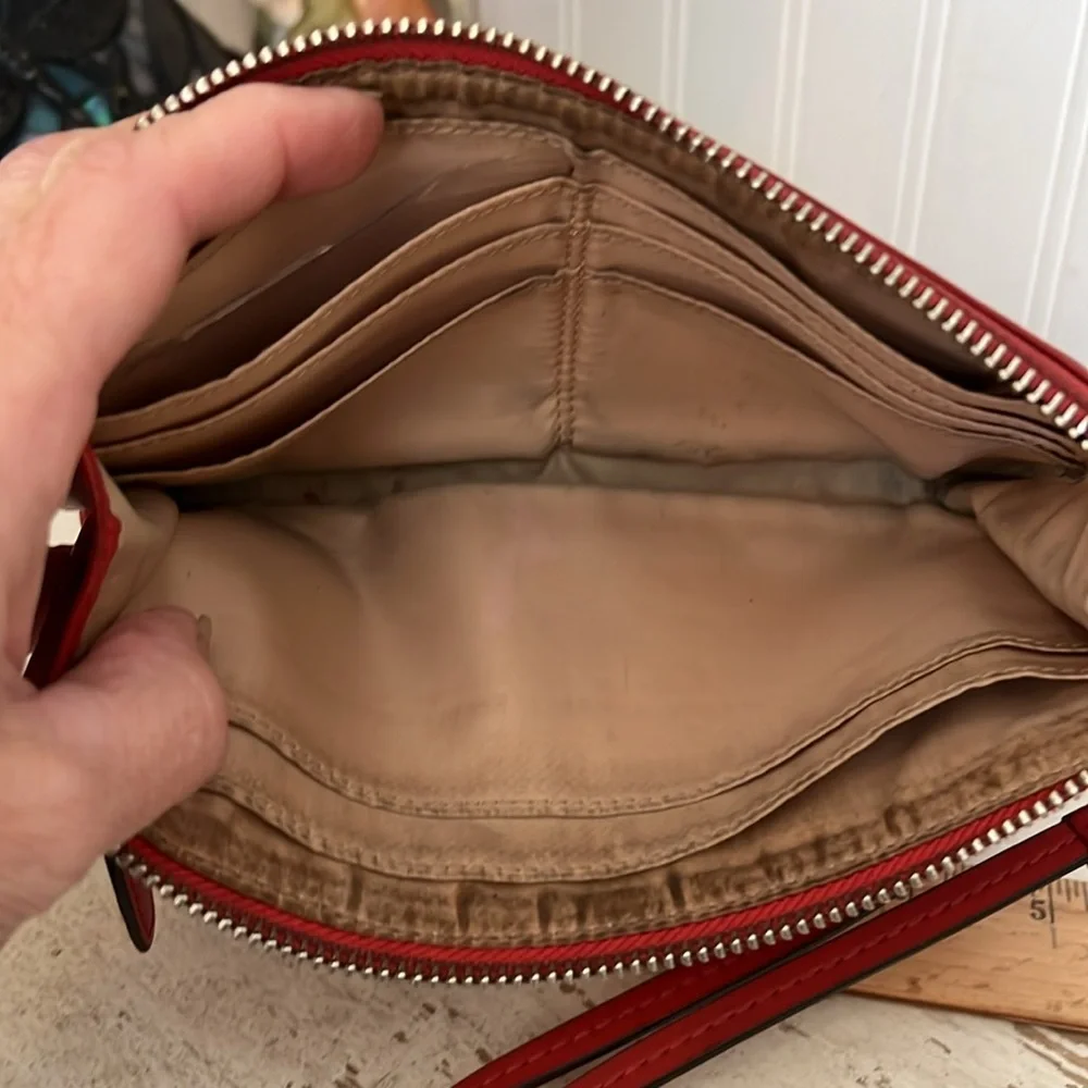 Vintage 90s Coach New York wristlet red leather wallet